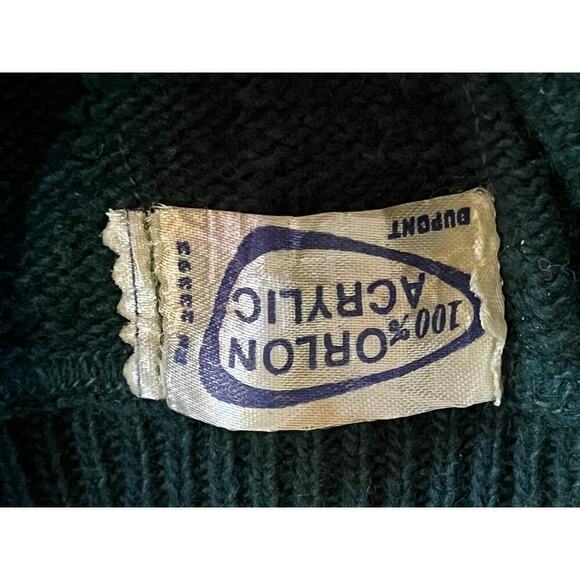 Vintage Dupont Acrylic Baby Cardigan Sweater.Green w/white trim.See measurements - Picture 5 of 8